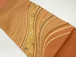 曲線に花唐草模様織出し名古屋帯